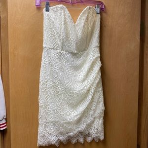 Strapless White Lace Mini Dress